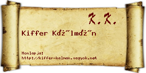 Kiffer Kálmán névjegykártya